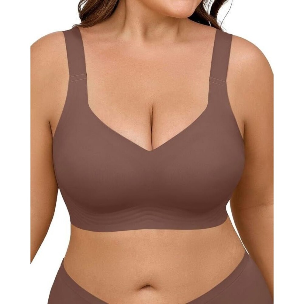 Ubras Wireless Jelly Bra Seamless Full Coverage Support Lift Plus Size 3X Cocoa
